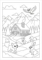 dibujo-para-colorear animales en invierno