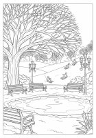 dibujo-para-colorear diversión en el parque