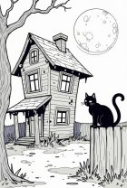 dibujo-para-colorear Gato negro de Halloween