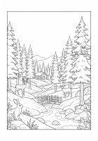 dibujo-para-colorear invierno en el bosque