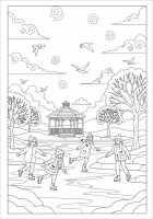 dibujo-para-colorear invierno en el parque