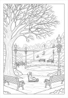 dibujo-para-colorear invierno en el parque