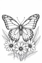dibujo-para-colorear mariposa con flores