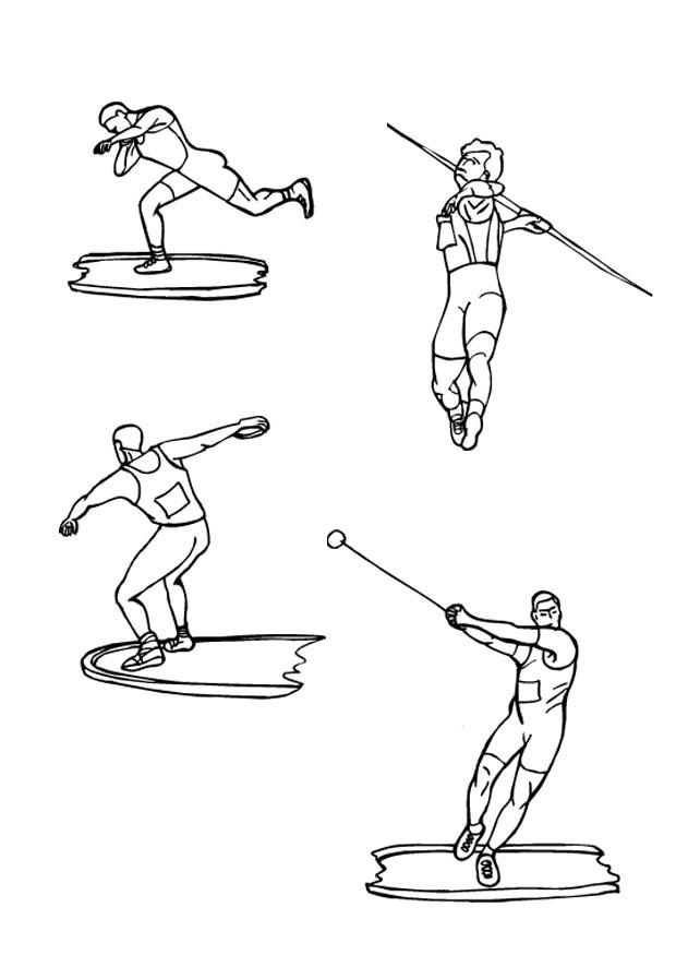 atletismo - disco y jabalina Dibujo para colorear atletismo - disco y jabalina