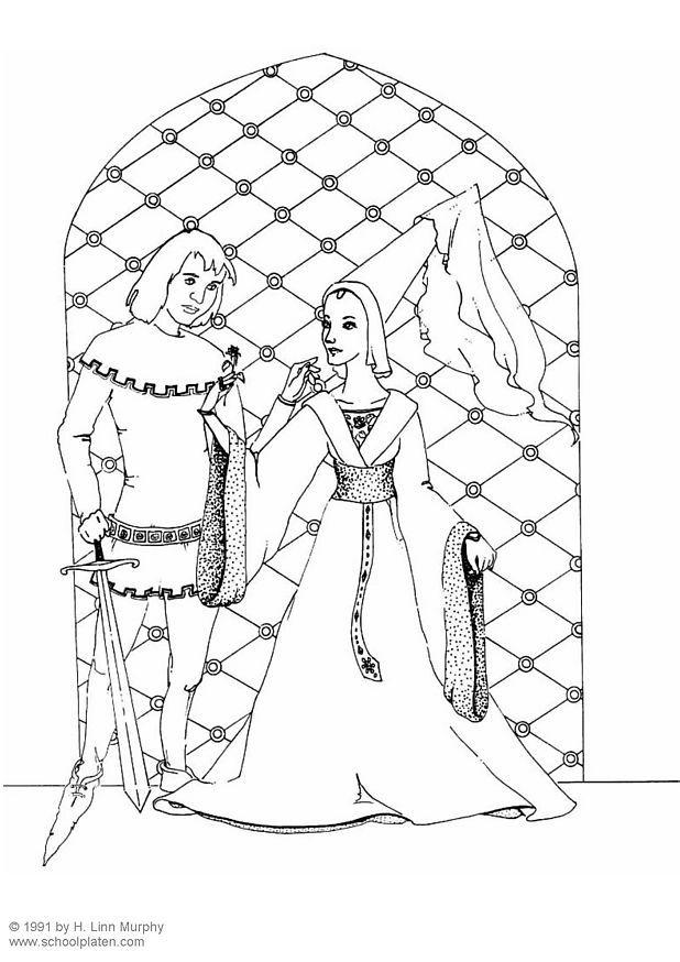 caballero y dama Dibujo para colorear caballero y dama