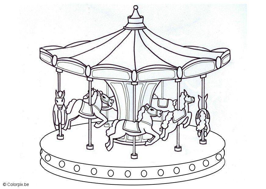 carrusel de caballitos Dibujo para colorear carrusel de caballitos