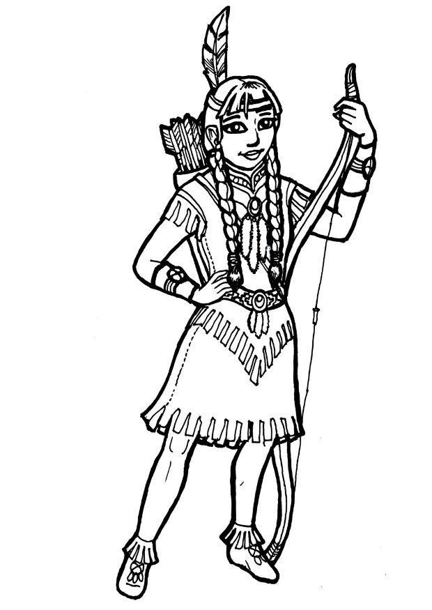 chica india Dibujo para colorear chica india