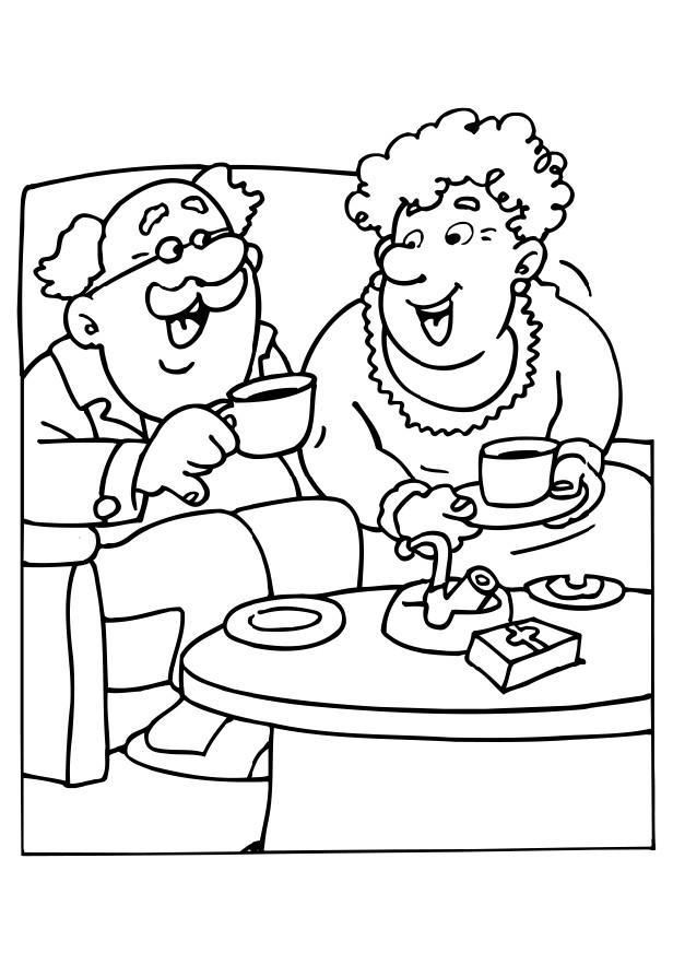 el abuelo y la abuela Dibujo para colorear el abuelo y la abuela