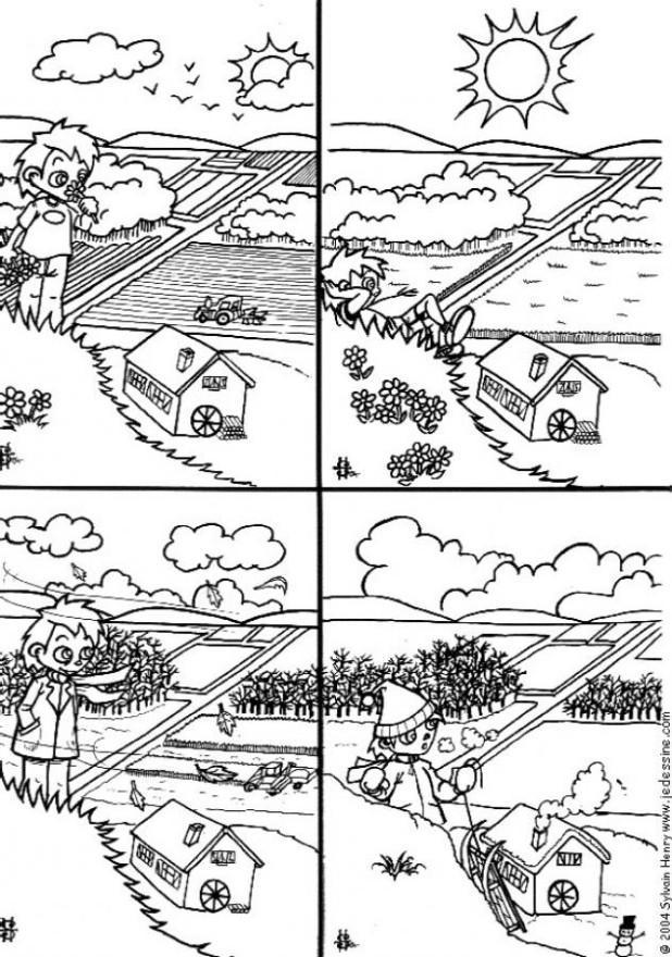 las 4 estaciones Dibujo para colorear las 4 estaciones