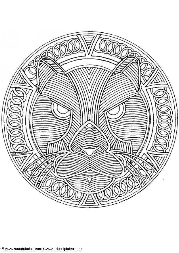 mandala -pantera Dibujo para colorear mandala -pantera