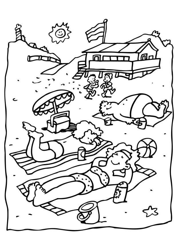 playa Dibujo para colorear playa