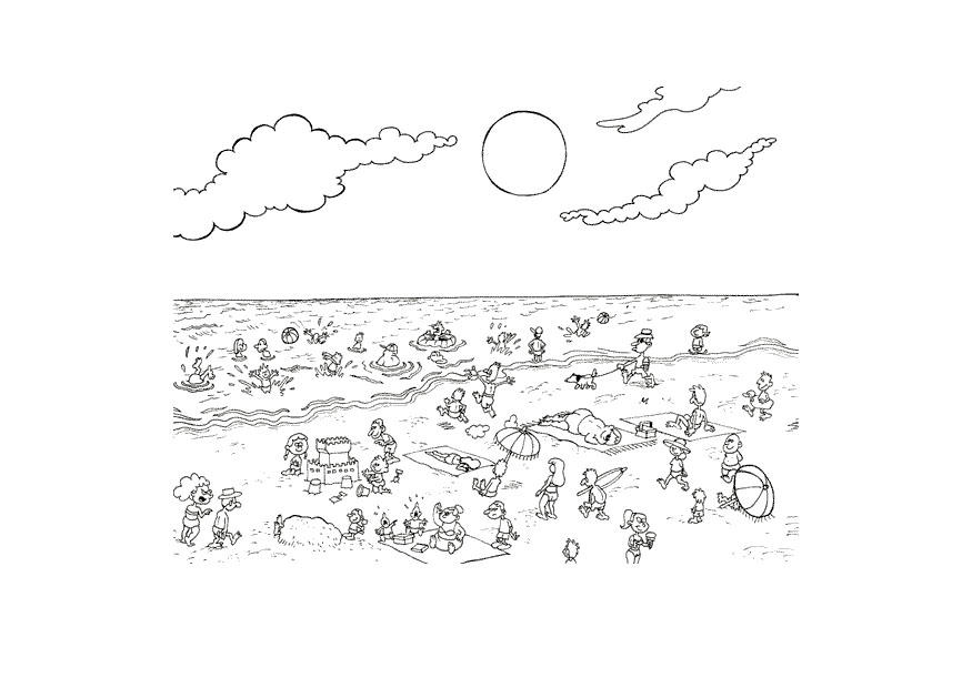 playa Dibujo para colorear playa