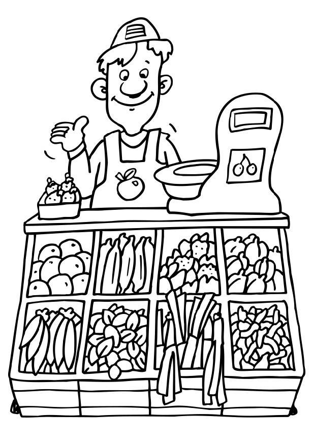 vendedor en verdulerAa Dibujo para colorear vendedor en verdulerAa