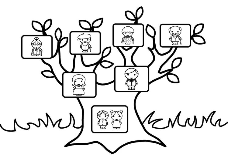 Dibujo para colorear árbol genealógico - Dibujos Para Imprimir Gratis