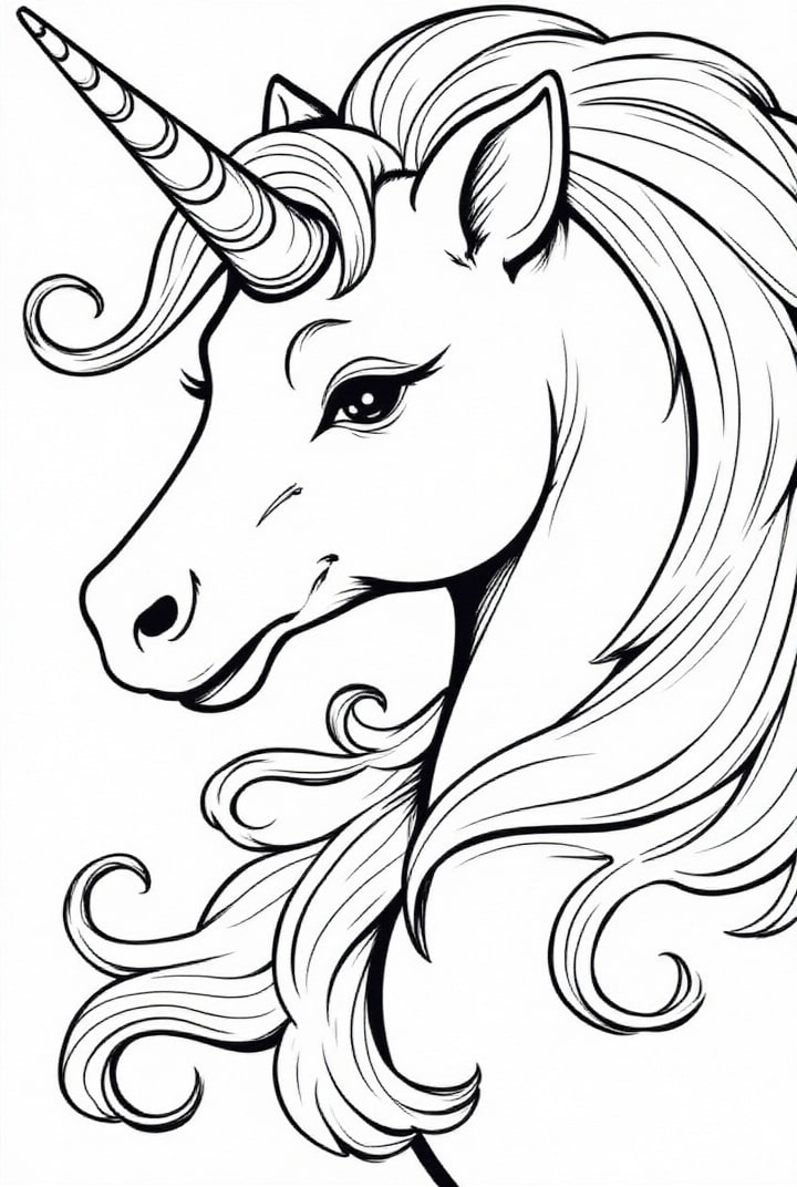 dibujo-para-colorear cabeza de unicornio