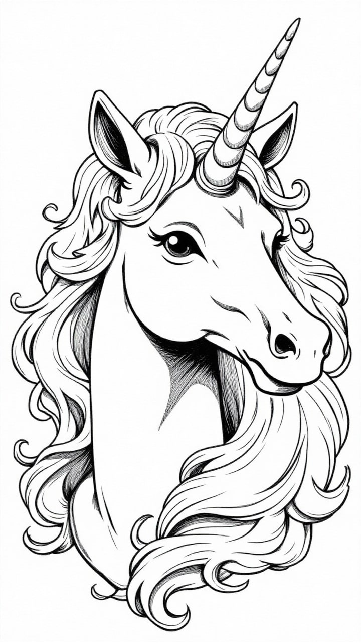 dibujo-para-colorear cabeza de unicornio