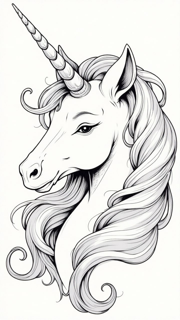 dibujo-para-colorear cabeza de unicornio