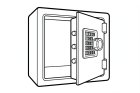 dibujo-para-colorear caja fuerte con cerradura