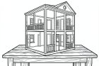 dibujo-para-colorear casa de muñecas de madera