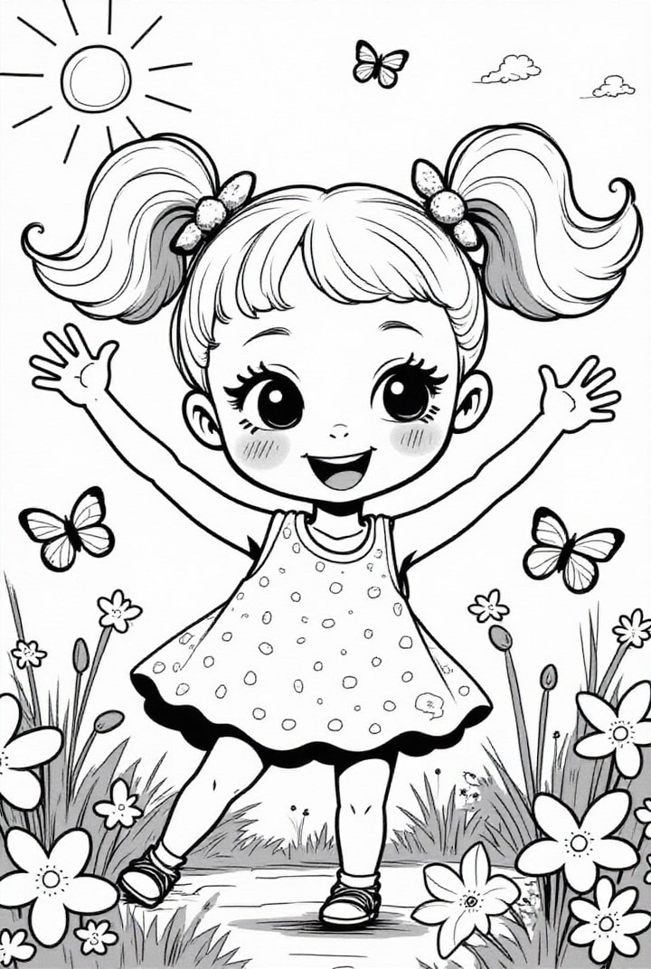 dibujo-para-colorear chica feliz