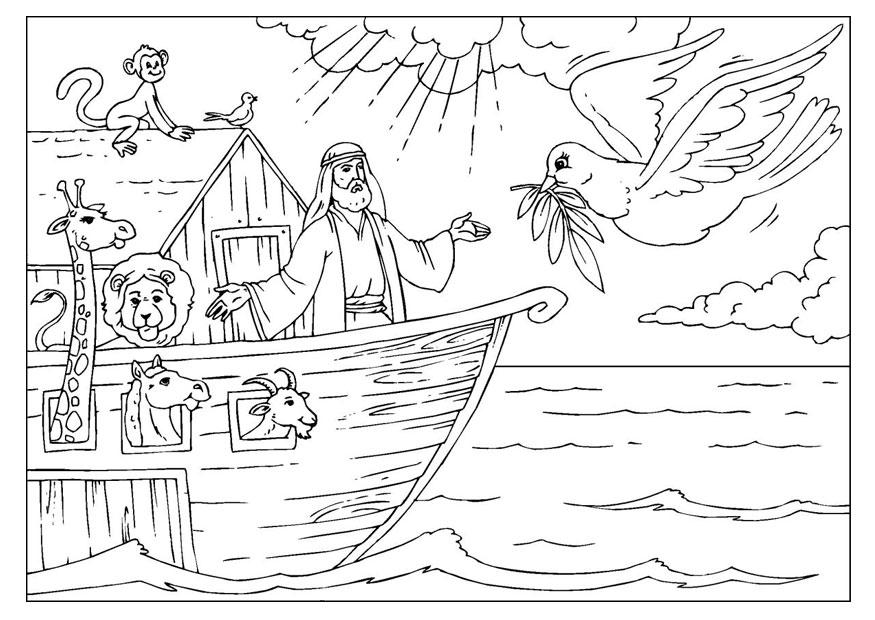 Dibujo para colorear el Arca de Noé.