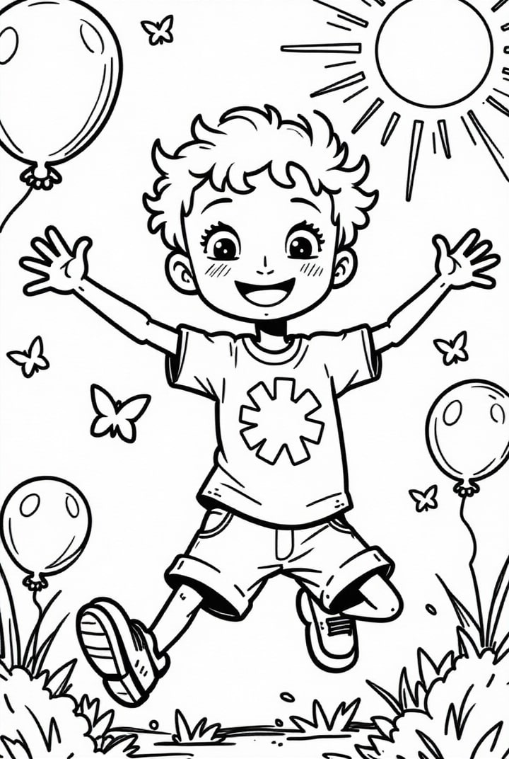 dibujo-para-colorear El niño está feliz