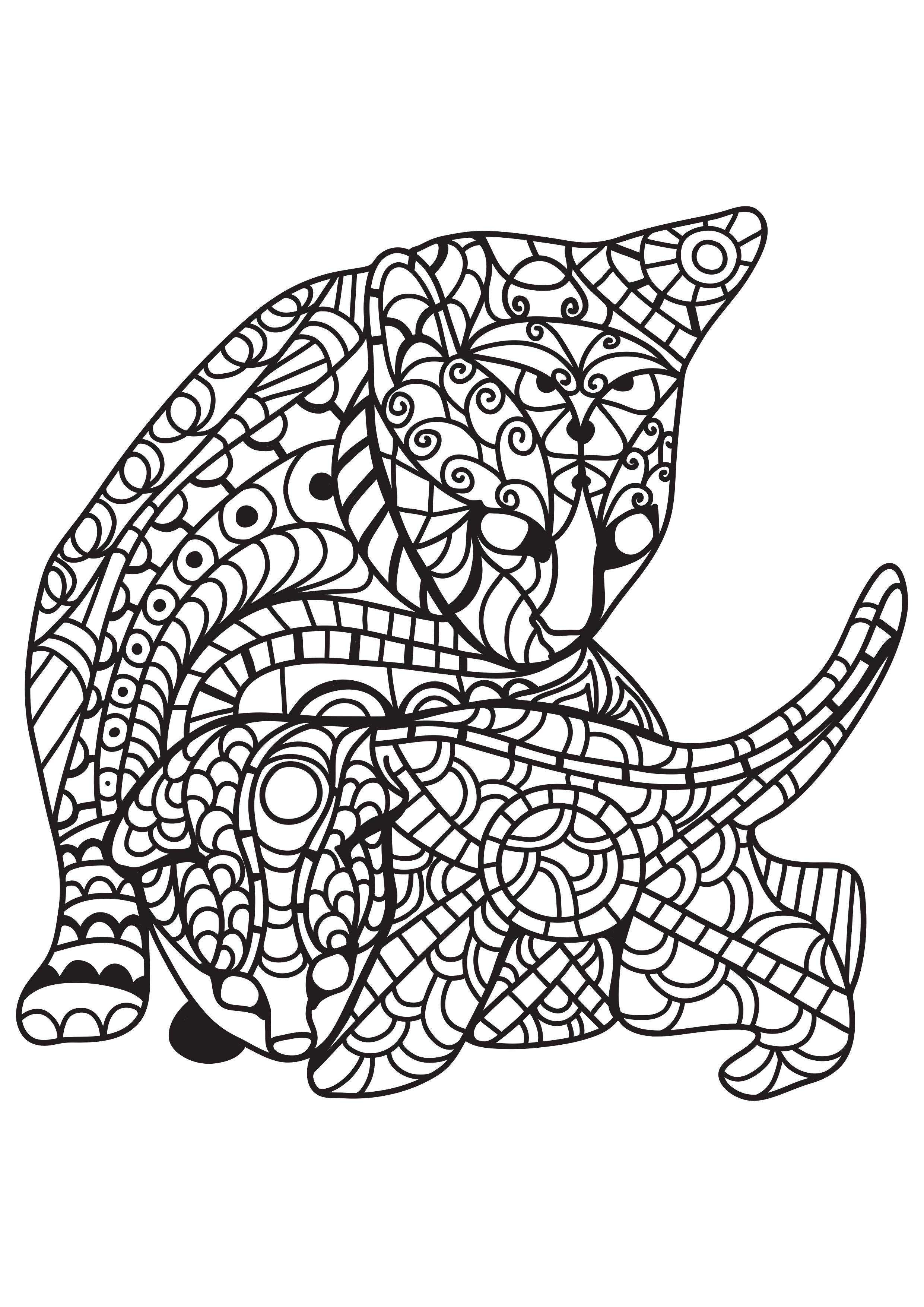 Раскраска мозаика кошка