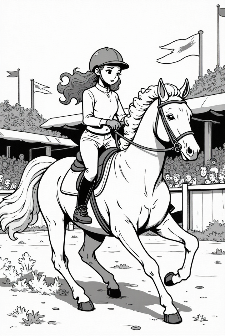dibujo-para-colorear jinete a caballo
