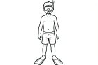 dibujo-para-colorear niño con snorkel