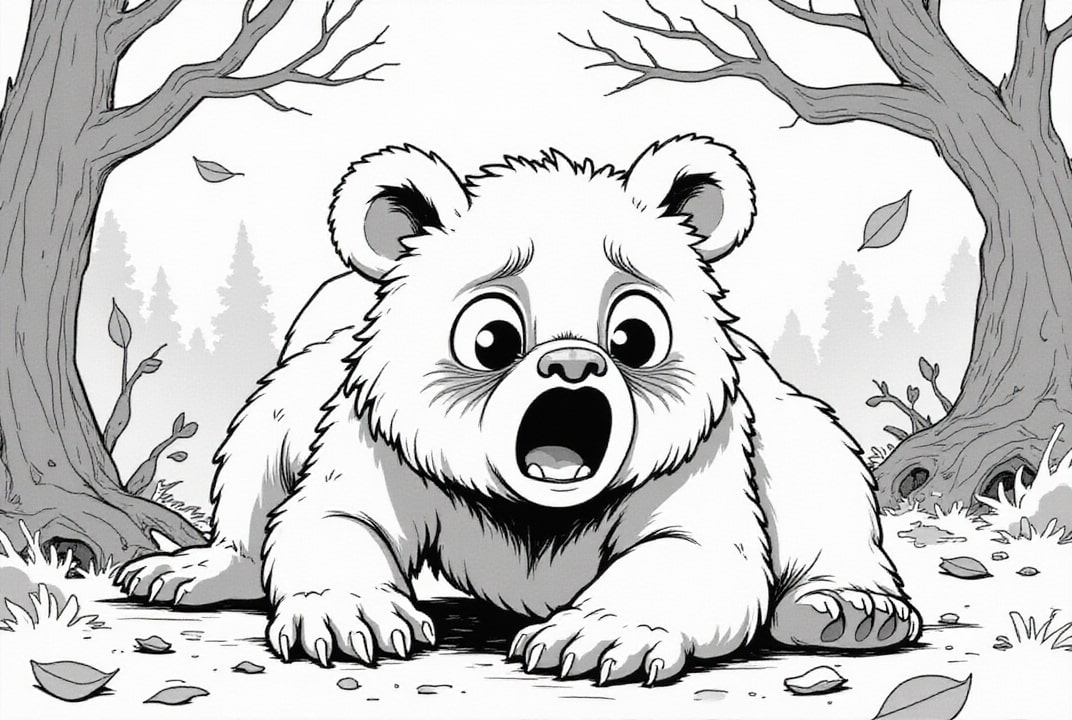 dibujo-para-colorear oso asustado