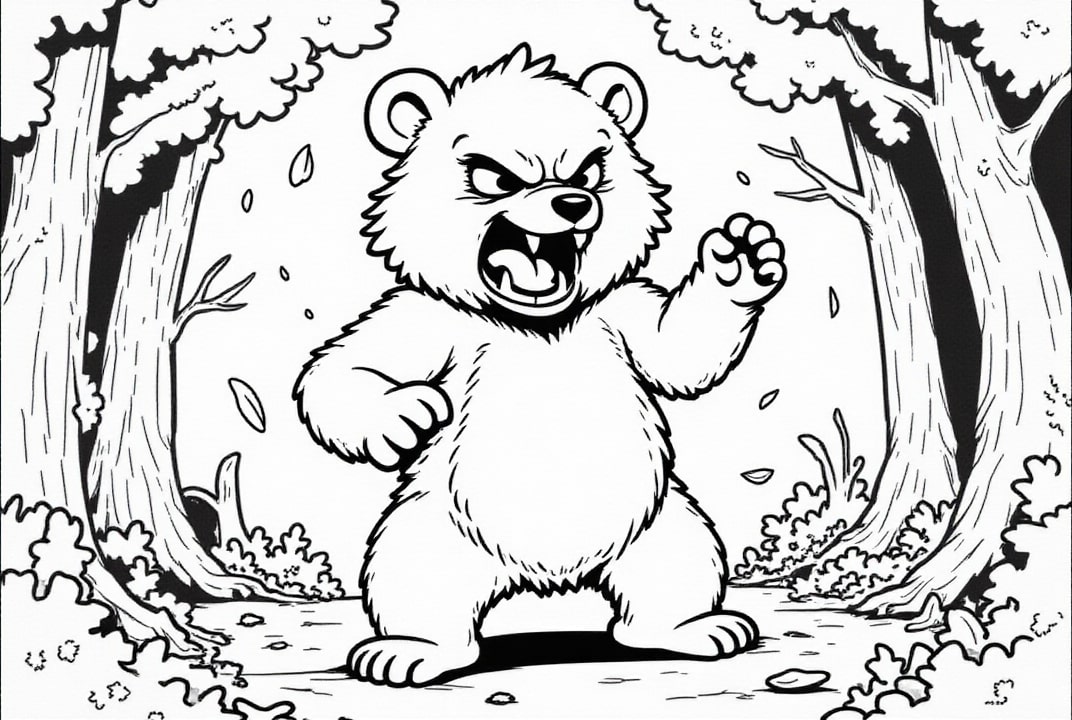 dibujo-para-colorear oso enojado