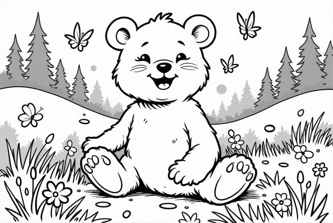 dibujo-para-colorear oso feliz