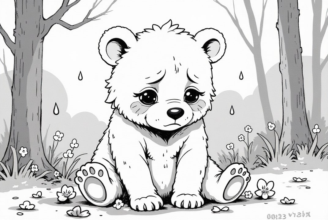 dibujo-para-colorear oso triste