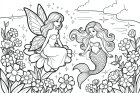 dibujo-para-colorear sirena y hada