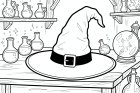 dibujo-para-colorear sombrero de bruja