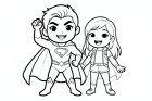 dibujo-para-colorear superhéroe con una chica