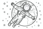 dibujo-para-colorear un astronauta en el espacio
